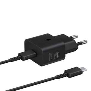 Samsung, USB-C, 25 Вт, черный - Адаптер питания и кабель USB-C EP-T2510XBEGEU