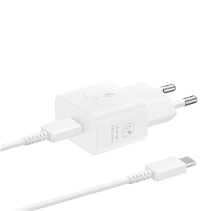 Samsung, USB-C, 25 W, white - Maitinimo adapteris ir USB-C laidas EP-T2510XWEGEU