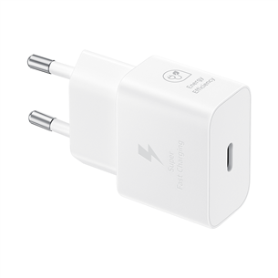 Samsung, USB-C, 25 W, white - Maitinimo adapteris ir USB-C laidas