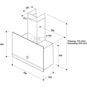 Whirlpool, 485 m³/h, plotis 60 cm, juodas - Gartraukis