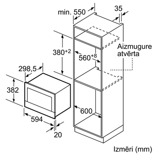 Įmontuojama mikrobangų krosnelė Bosch BFL634GB1