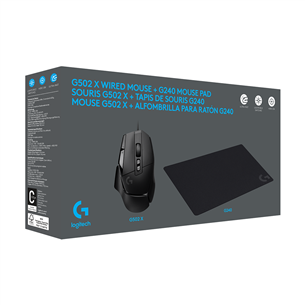 Logitech G502 X + G240, black - Pelė ir pelės kilimėlis