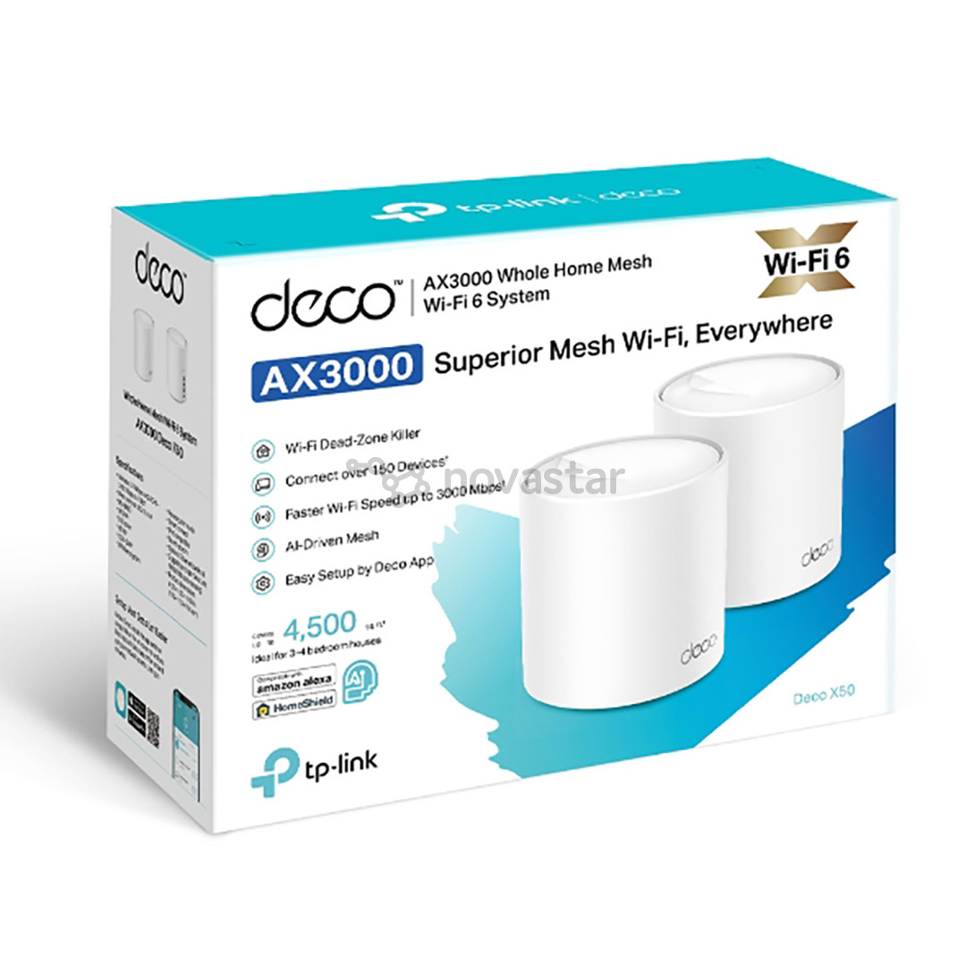 TP-Link Deco X50, WiFi 6, mesh, 2 vnt., baltas - WiFi maršrutizatorius