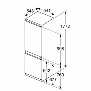 Bosch, Series 2, NoFrost, 260 L, 178 cm - Įmontuojamas šaldytuvas