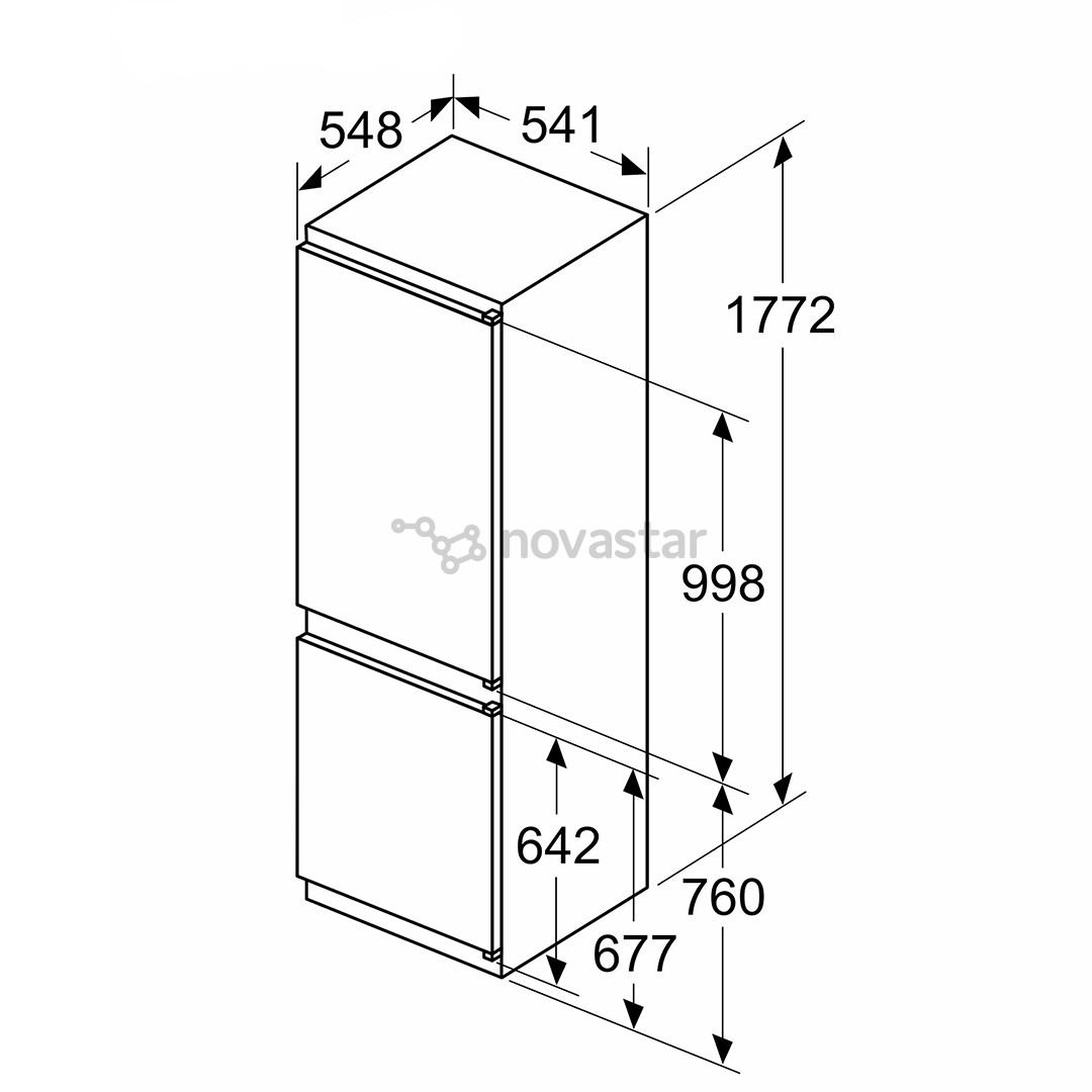 Bosch, Series 2, NoFrost, 260 L, 178 cm - Įmontuojamas šaldytuvas