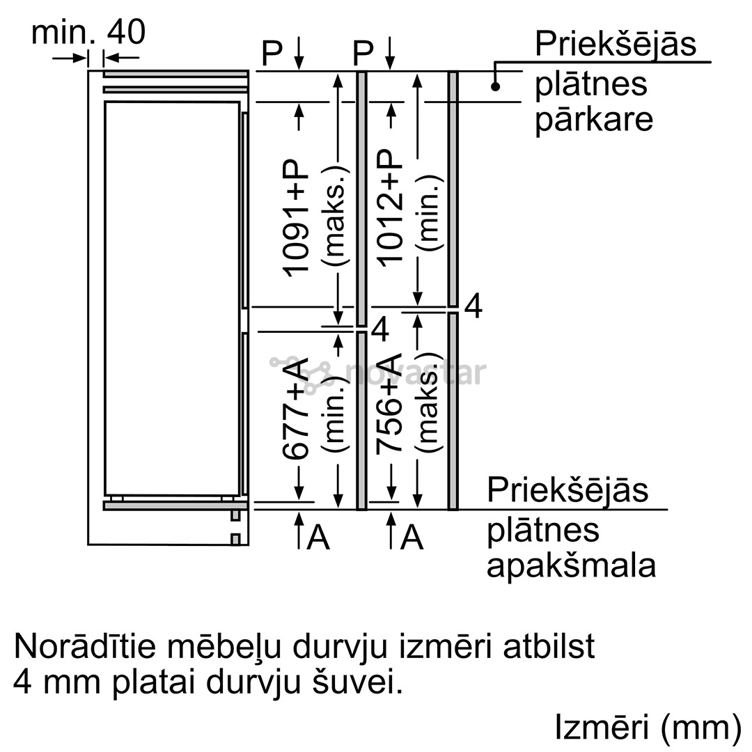 Bosch, Series 2, NoFrost, 260 L, 178 cm - Įmontuojamas šaldytuvas