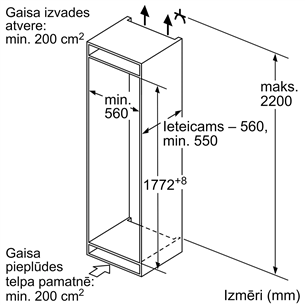 Bosch, Series 2, NoFrost, 260 L, 178 cm - Įmontuojamas šaldytuvas