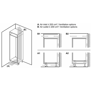 Bosch, Series 2, NoFrost, 260 L, 178 cm - Built-in refrigerator