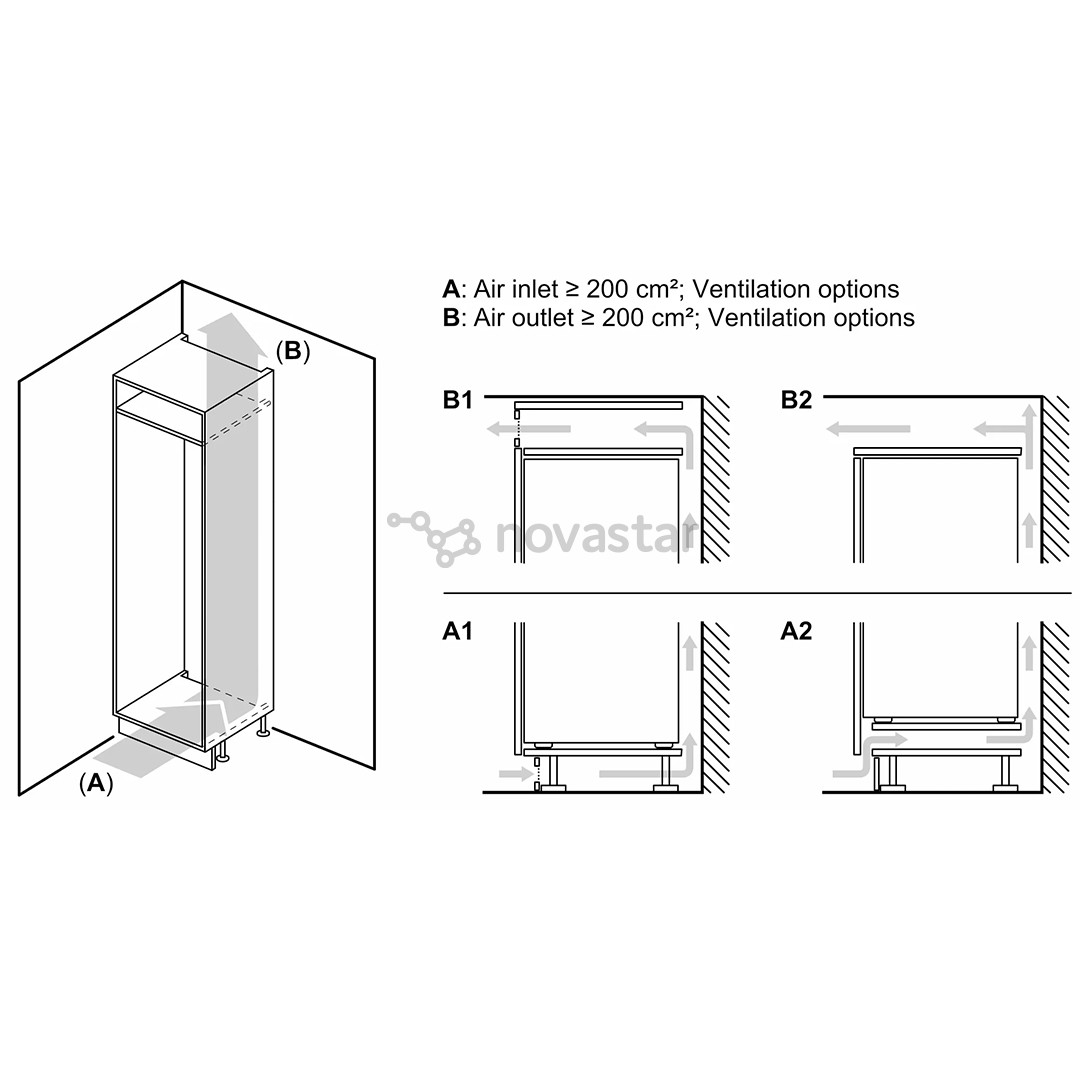 Bosch, Series 2, NoFrost, 260 L, 178 cm - Įmontuojamas šaldytuvas