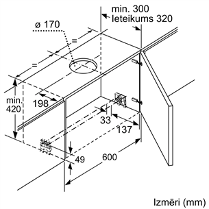 Bosch, 728 м³/ч, ширина 59,8 см, серебристый - Интегрируемая вытяжка