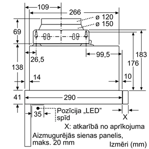 Bosch, 405 m³/h, width 59.8 cm, silver - Built-in Cooker Hood