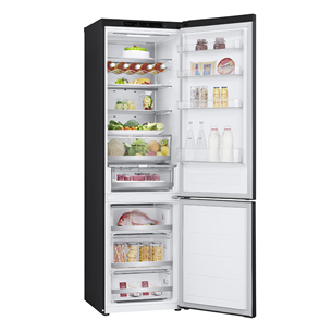 LG, NoFrost, 387 л, высота 203 см, черный - Холодильник