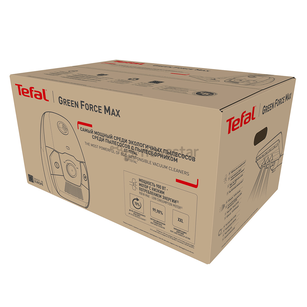 Tefal Green Force Max, 900 W, juodas - Dulkių siurblys
