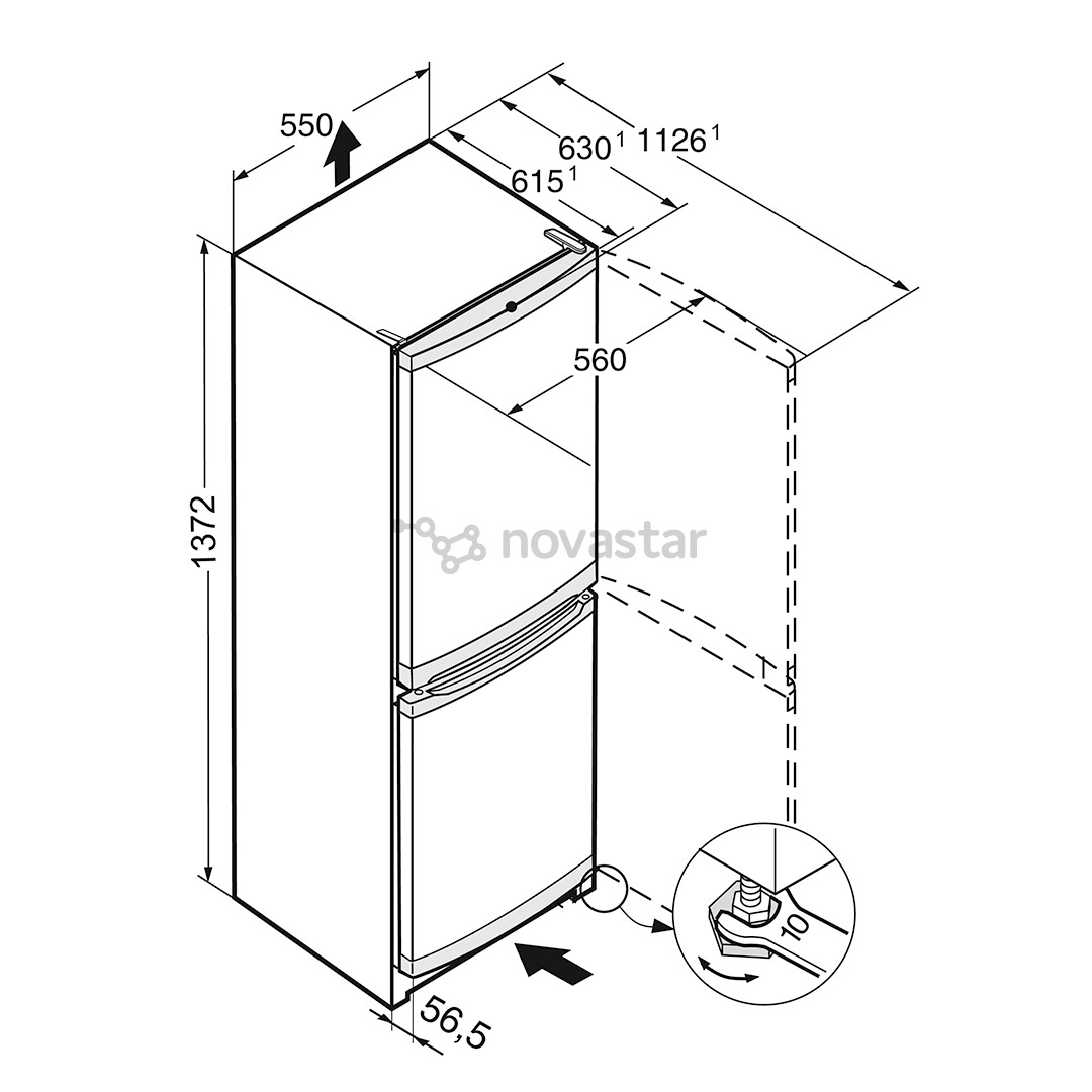 Liebherr, 196 L, aukštis 125 cm, baltas - Šaldytuvas