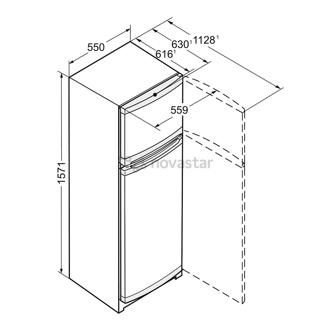 Liebherr, 270 L, aukštis 158 cm, baltas - Šaldytuvas