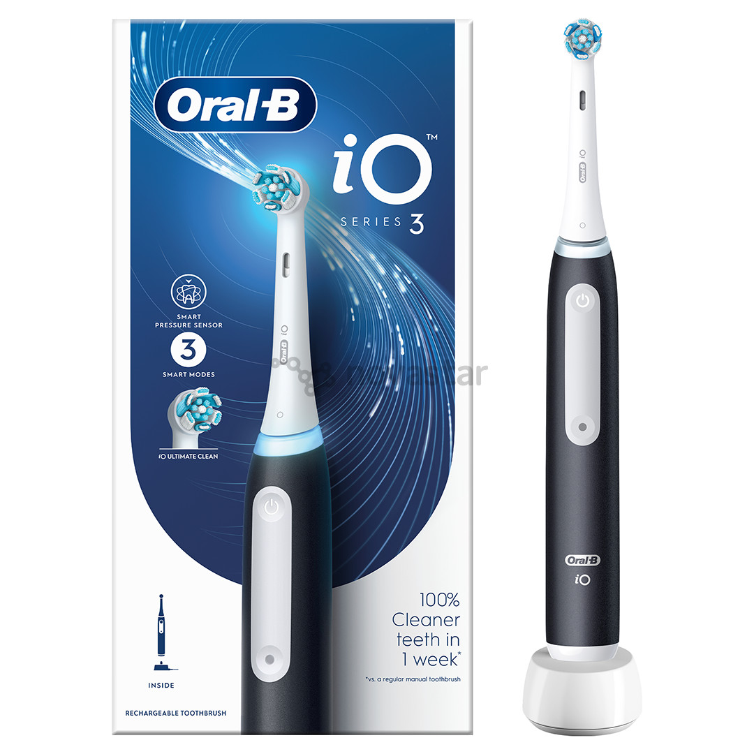 Braun Oral-B iO3, juodas - Elektrinis dantų šepetėlis
