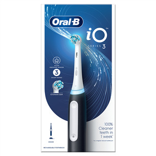 Braun Oral-B iO3, juodas - Elektrinis dantų šepetėlis