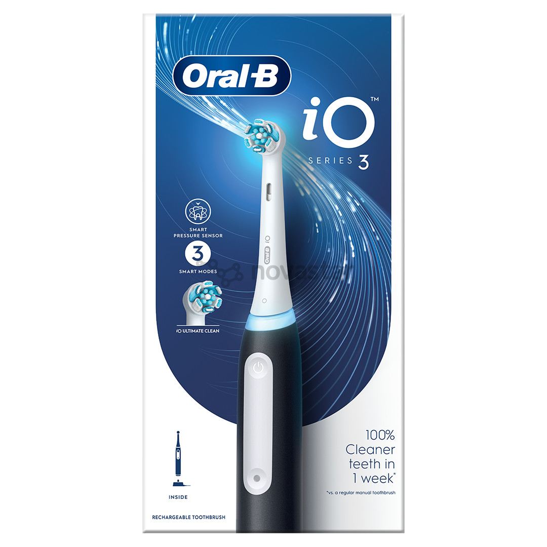 Braun Oral-B iO3, juodas - Elektrinis dantų šepetėlis