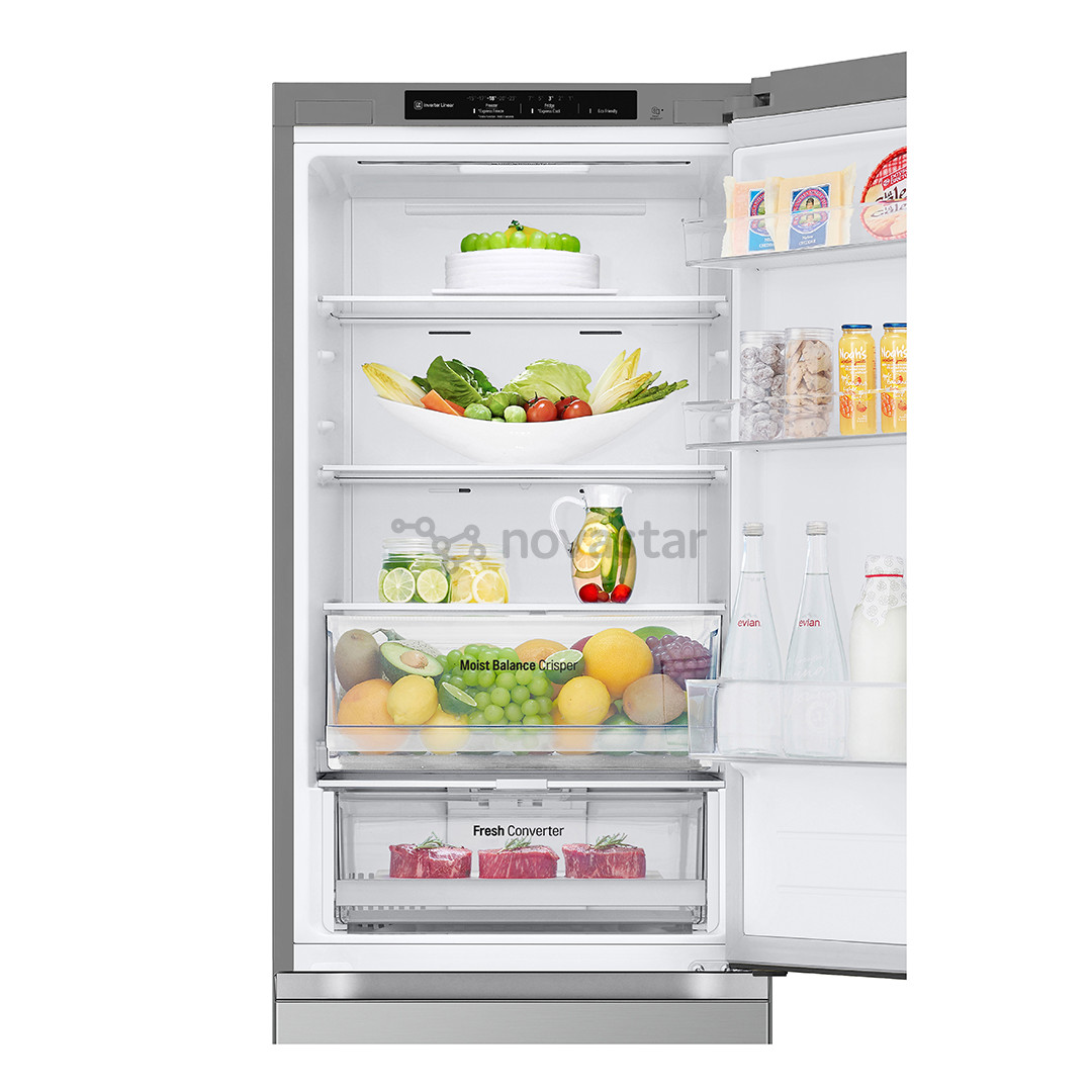 LG, NoFrost, 344 L, 186 cm, sidabro spalvos - Šaldytuvas