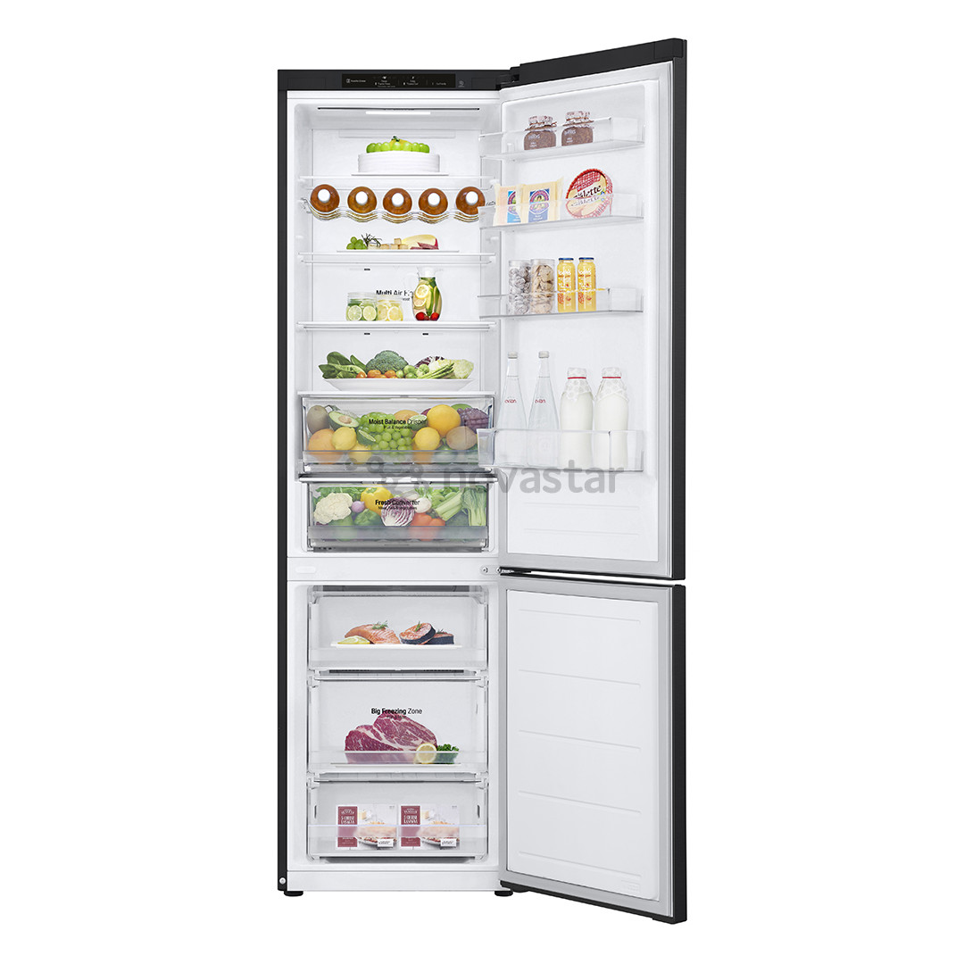 Šaldytuvas LG, NoFrost, 387 L, 203 cm, juodas
