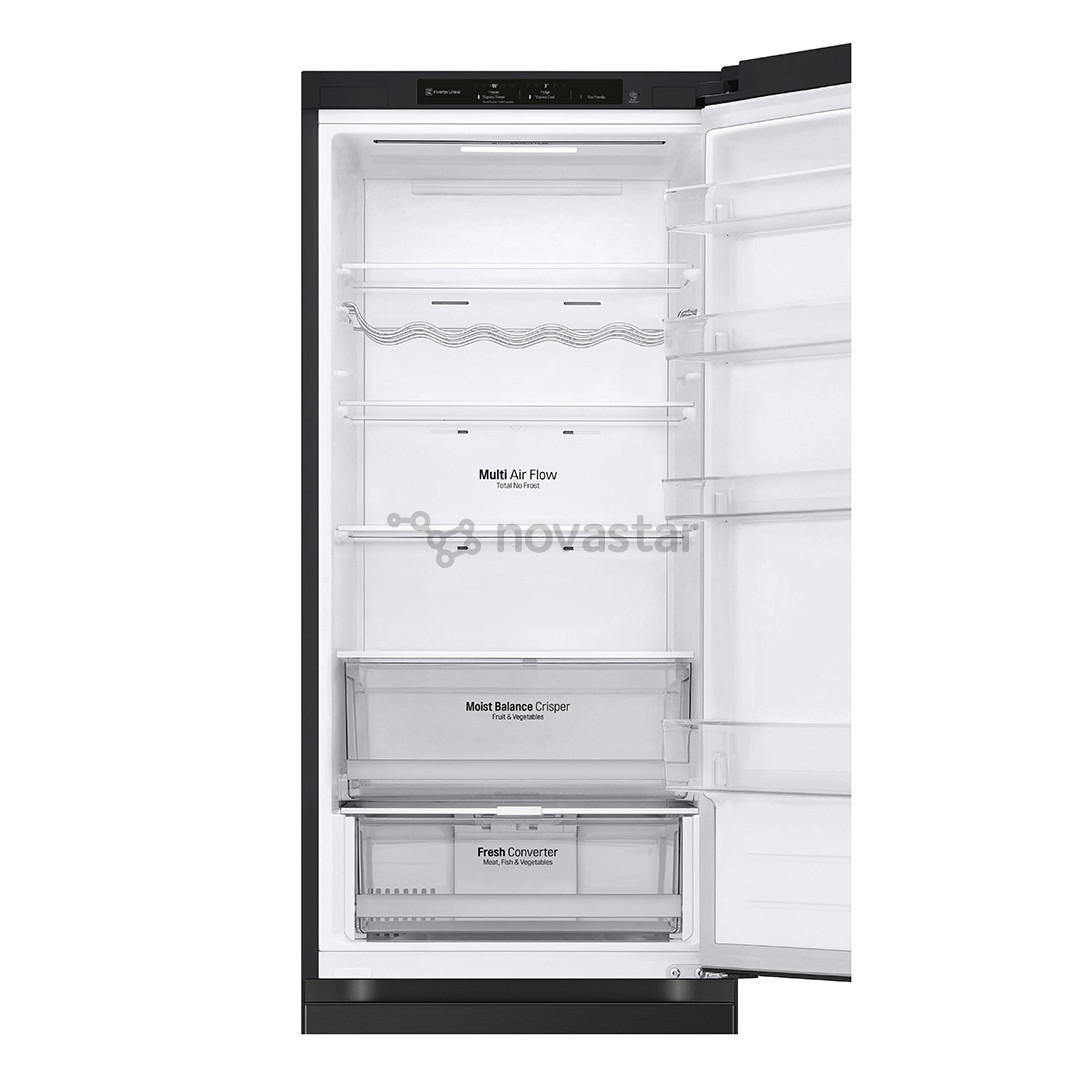 Šaldytuvas LG, NoFrost, 387 L, 203 cm, juodas