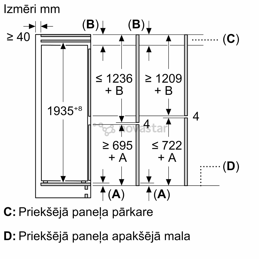 Bosch Series 4, No Frost, 290 л, высота 194 см - Интегрируемый холодильник
