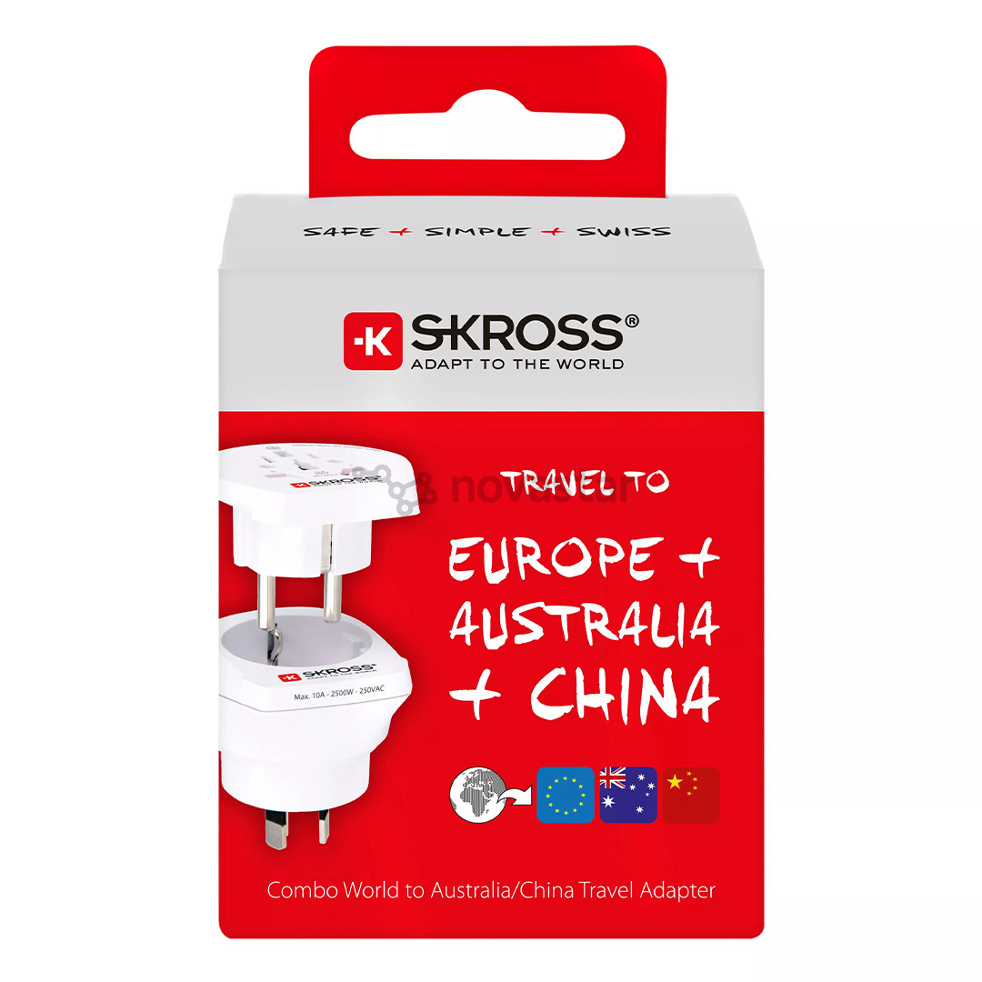 Skross Combo World to Australia / China, белый - Адаптер для путешествий