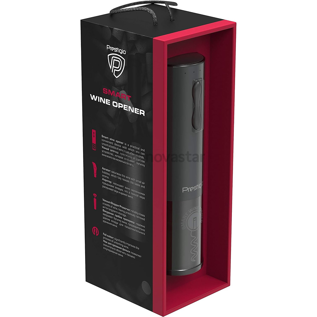 Prestigio Bolsena, black - Automatic wine bottle opener