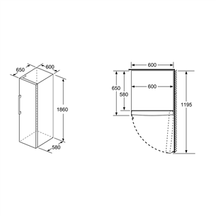 Bosch Series 6, NoFrost, 242 л, высота 186 см, нерж. сталь - Морозильник