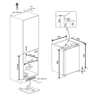 Beko, 110 L, aukštis 87 cm - Įmontuojamas šaldytuvas