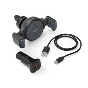 Hama FC10 Flex-Set, 10 Вт, зарядка Qi, черный - Автомобильный держатель для телефона / беспроводное зарядное устройство