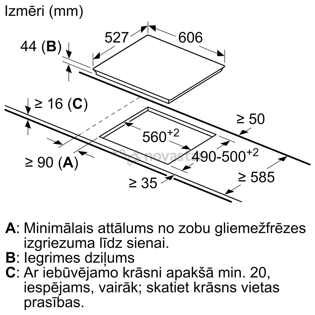 Bosch, width 60.6 cm, steel frame, black - Built-in Ceramic Hob