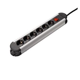 Hama, 1.5 m, 6 sockets, black/grey - Extension plug