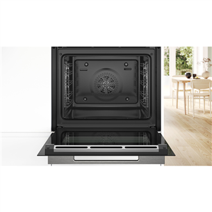 Bosch, Series 8, гидролитическая очистка, 71 л, черный - Интегрируемый духовой шкаф