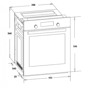 Schlosser, 52 L, steam cleaning, white - Built-in oven