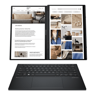 ASUS Zenbook DUO, 2x 14'', 3K, OLED, touch, 120 Hz, Ultra 9, 32 GB, 1 TB, ENG, inkwell gray - Nešiojamas kompiuteris