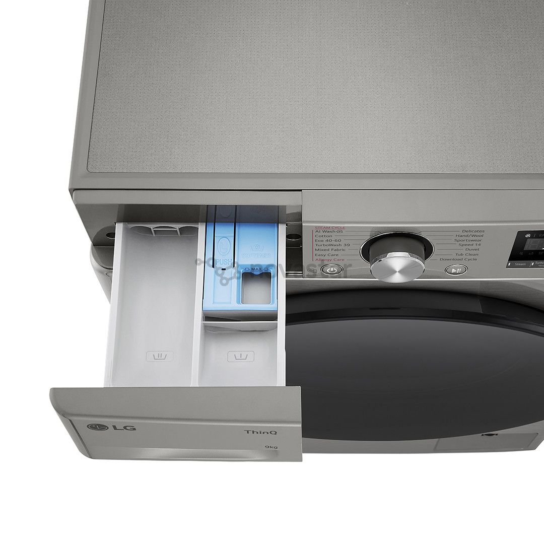 LG R700 Series, 9 kg, gylis 47,5 cm, 1200 aps./min., sidabro spalvos - Skalbimo mašina