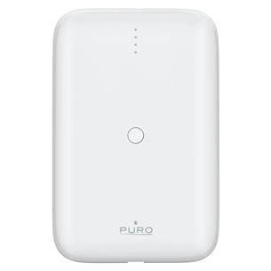 Puro Compact Mini, 10 000 мАч, USB-A, USB-C, белый - Внешний аккумулятор