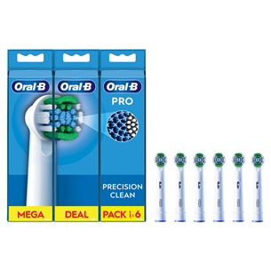 Braun Oral-B Precision Clean Pro, 6 vnt., balti - Dantų šepetėlių antgaliai EB20-6