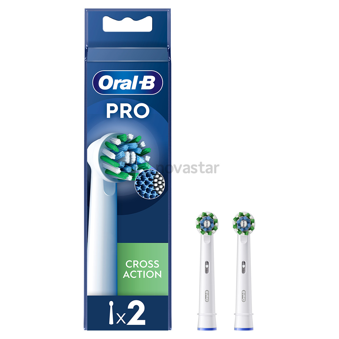 Braun Oral-B Cross Action Pro, 2 vnt., balti - Dantų šepetėlių antgaliai