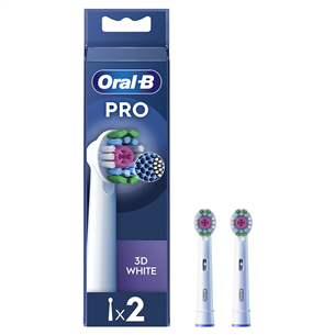 Braun Oral-B Pro 3D White, 2 vnt., balti - Dantų šepetėlių antgaliai