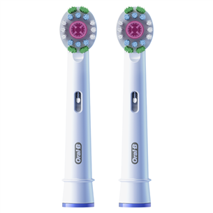 Braun Oral-B Pro 3D White, 2 vnt., balti - Dantų šepetėlių antgaliai