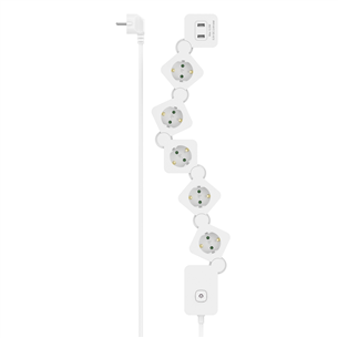 Hama Power Strip, 5 розеток, USB, 12 Вт, гибкий, 1,4 м, белый - Удлинитель 00223190