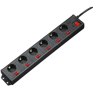 Hama Power Strip, 6-way, 1.4 m, juodas - Ilgiklis