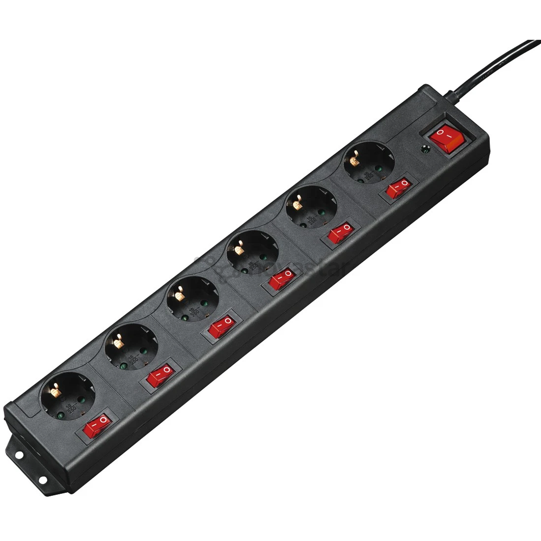 Hama Power Strip, 6-way, 1.4 m, black - Power Strip