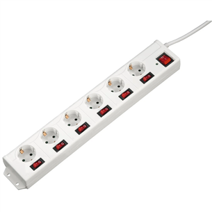 Hama Power Strip, 6-way, 1.4 m, baltas - Ilgiklis