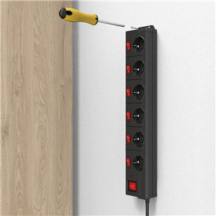 Hama Power Strip, 6 розеток, 1,4 м, черный - Удлинитель