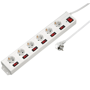 Hama Power Strip, 6-way, 1.4 m, baltas - Ilgiklis