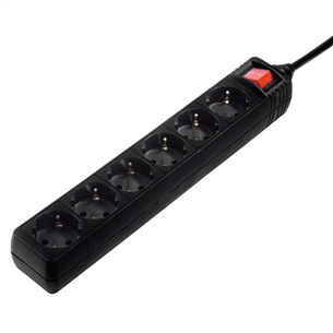 Hama Power Strip, 6-way, 3 m, juodas - Ilgiklis