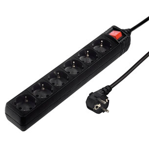 Hama Power Strip, 6-way, 3 m, juodas - Ilgiklis